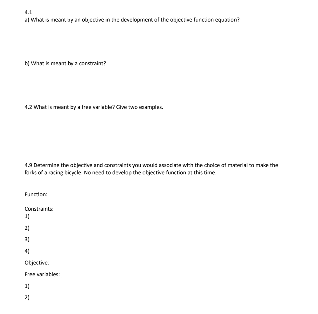  4.1 a) What is meant by an objective in the development