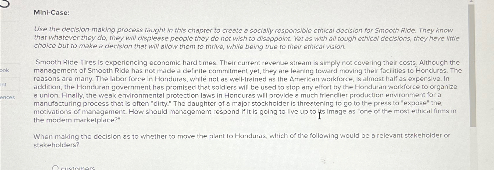  Mini-Case: Use the decision-making process taught in this chapter to create
