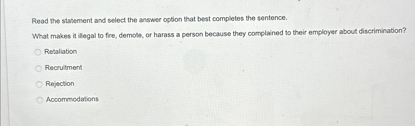  Read the statement and select the answer option that best completes
