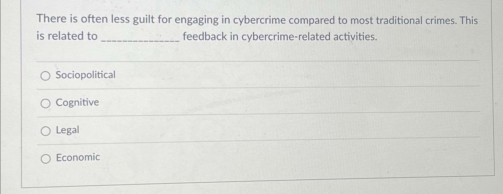  There is often less guilt for engaging in cybercrime compared to