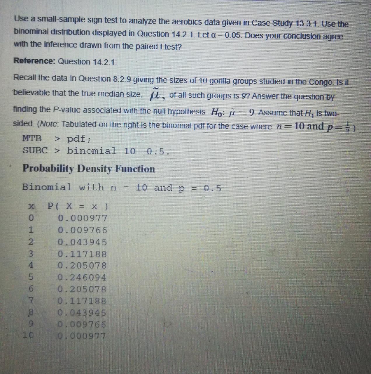 Define /, to be one-sided, and let a =0.05. Reference: Question 13.2.1: