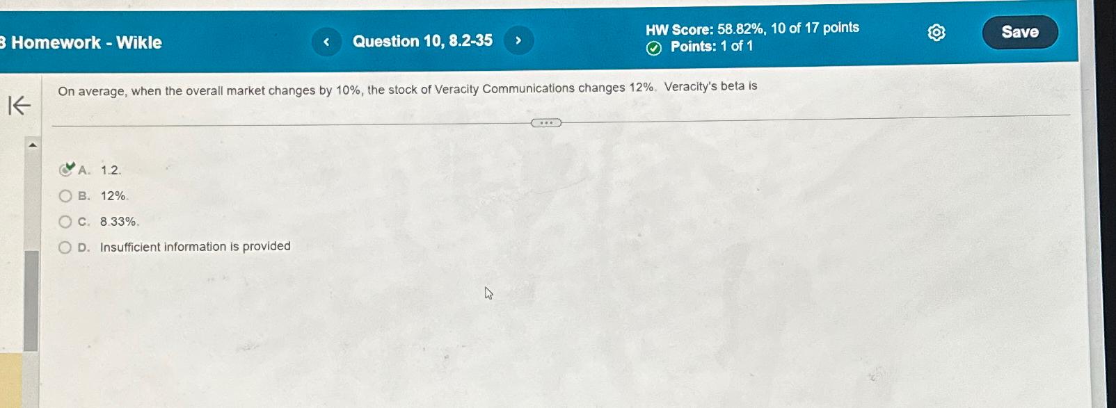  Homework - Wikle Question 10,8.2-35 HW Score: 58.82%,10 of 17 points