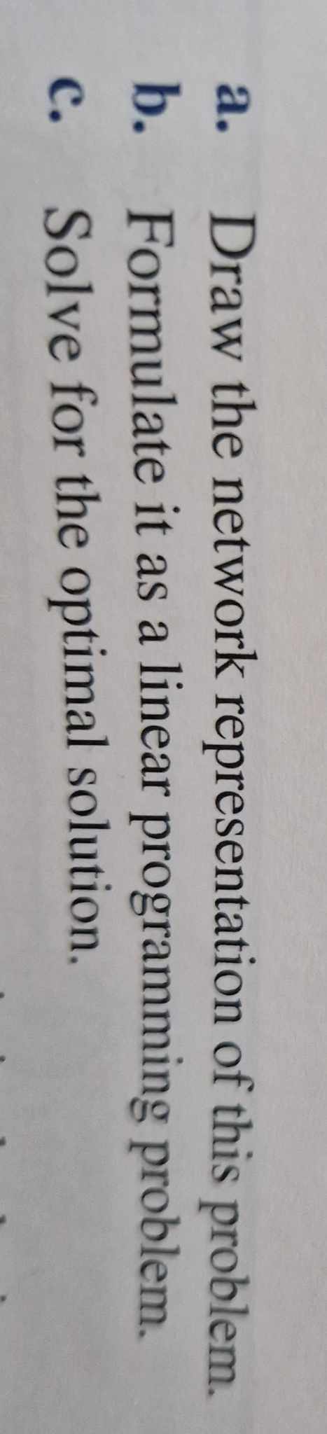 a. Draw the network representation of this problem. b. Formulate it