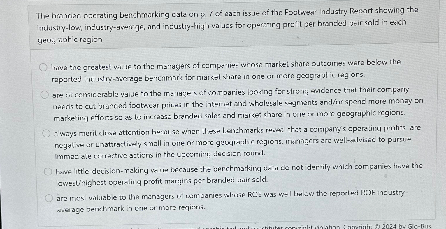  The branded operating benchmarking data on p.7 of each issue of