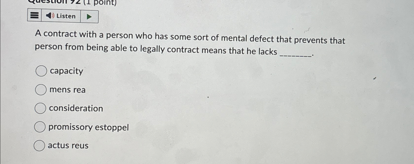  Listen A contract with a person who has some sort of
