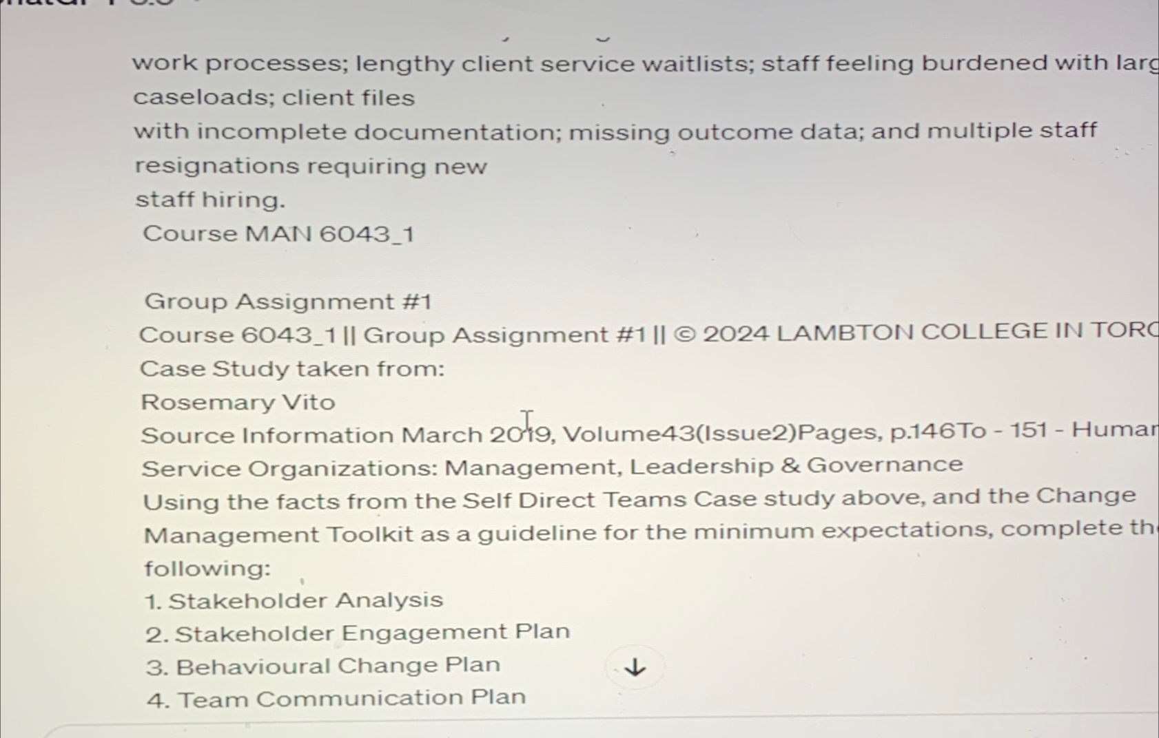  work processes; lengthy client service waitlists; staff feeling burdened with lars