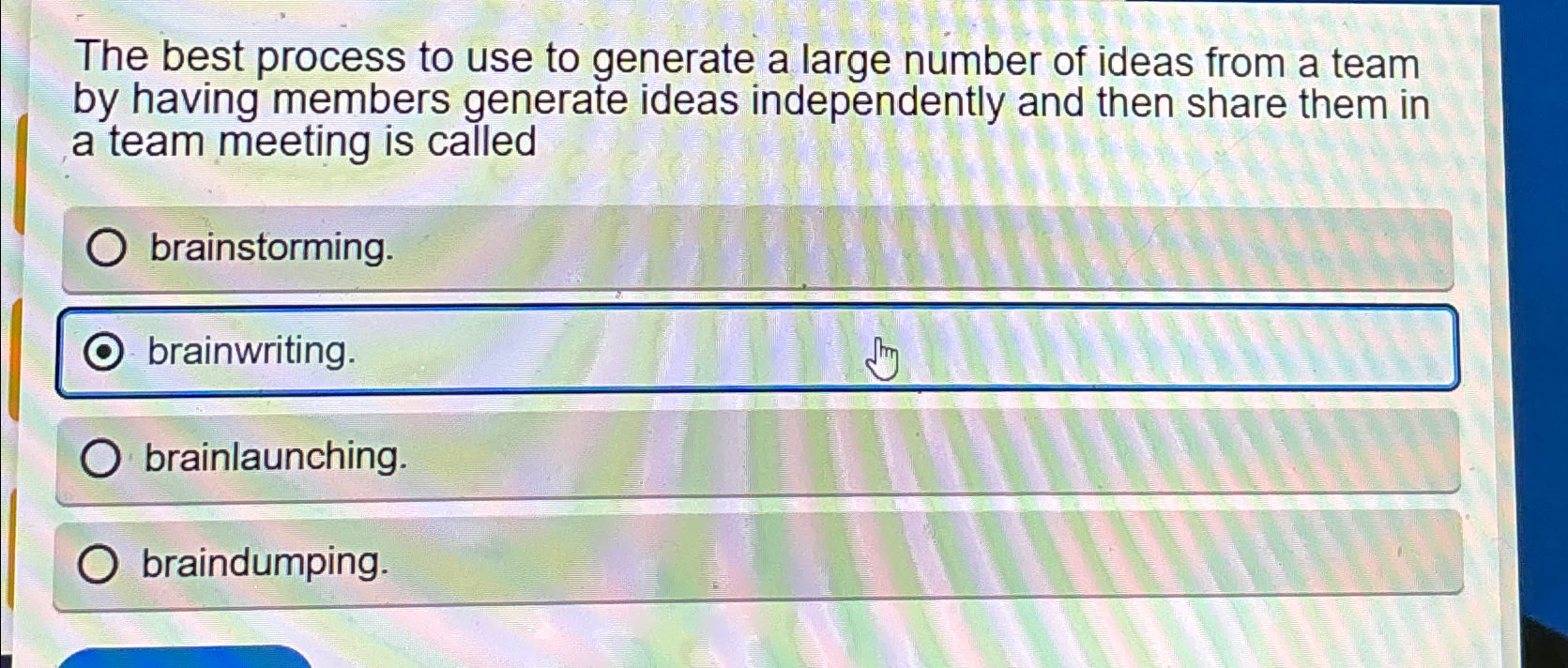  The best process to use to generate a large number of
