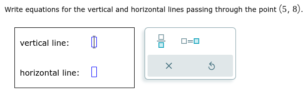  Write equations for the vertical and horizontal lines passing through the