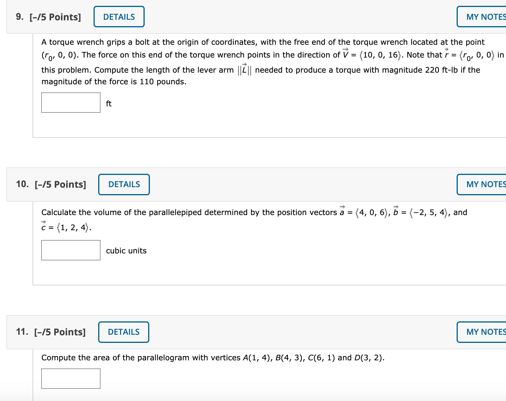 ANSWER ALL 9. [-15 Points] | MY NOTES A torque wrench grips