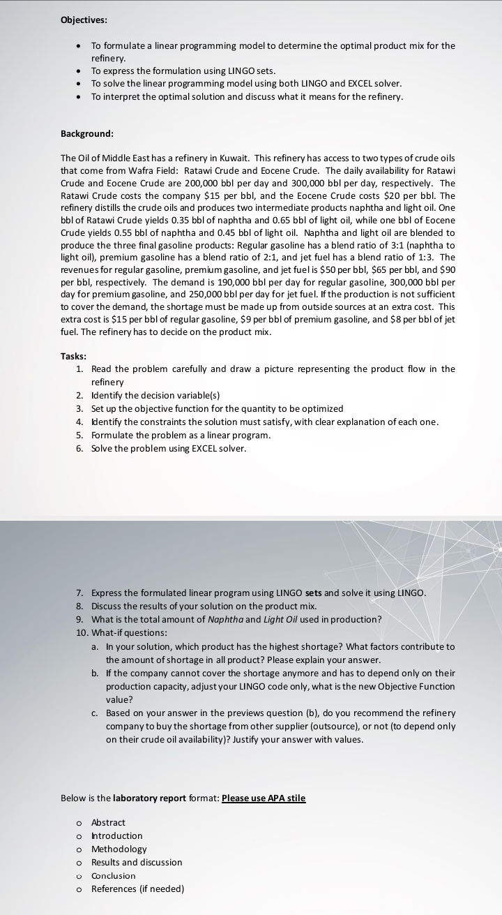 Operations Research - Optimization Objectives: . To formulate a linear programming model