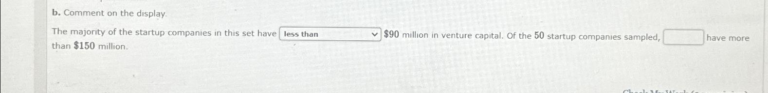  b. Comment on the display. The majority of the startup companies