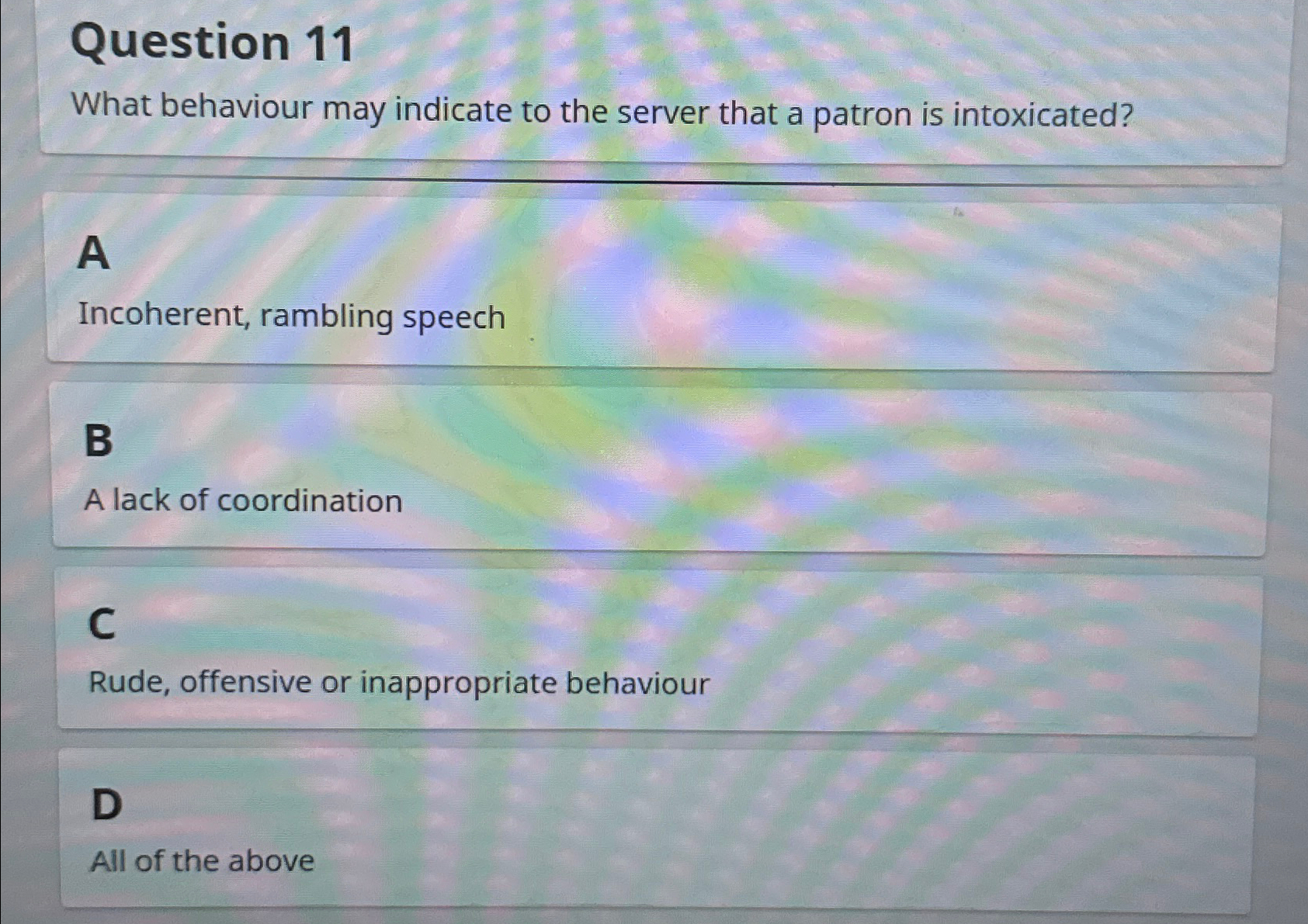  Question 11 What behaviour may indicate to the server that a