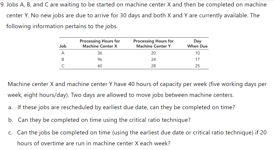 Answer question 10 PLEASEEEEEEEEEEEEEEEEEEE 9. Jobs \\( A, B \\), and \\(