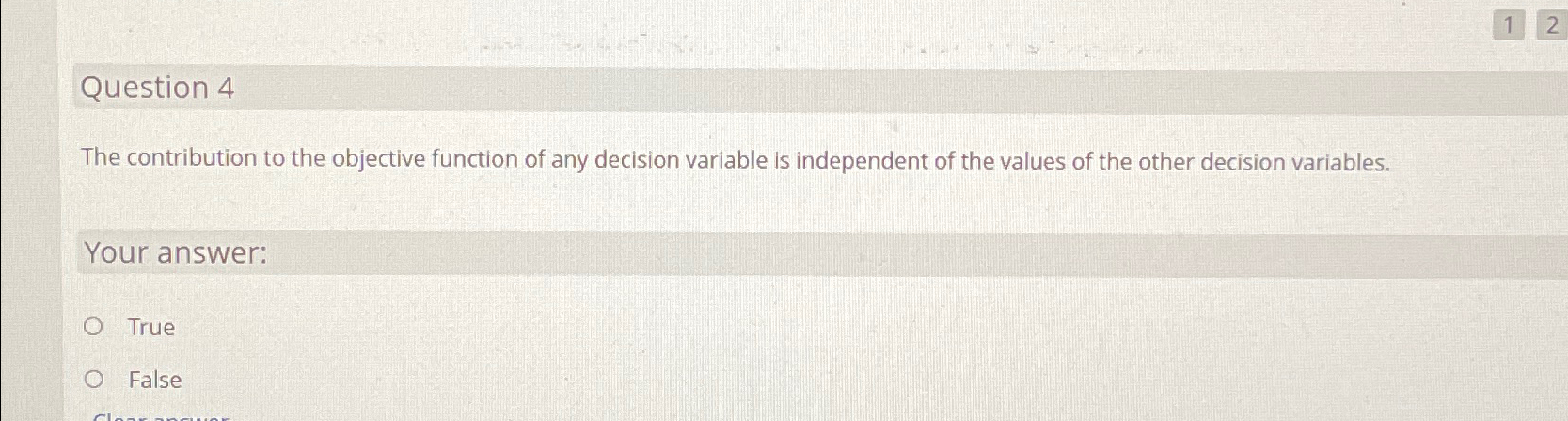  2 Question 4 The contribution to the objective function of any