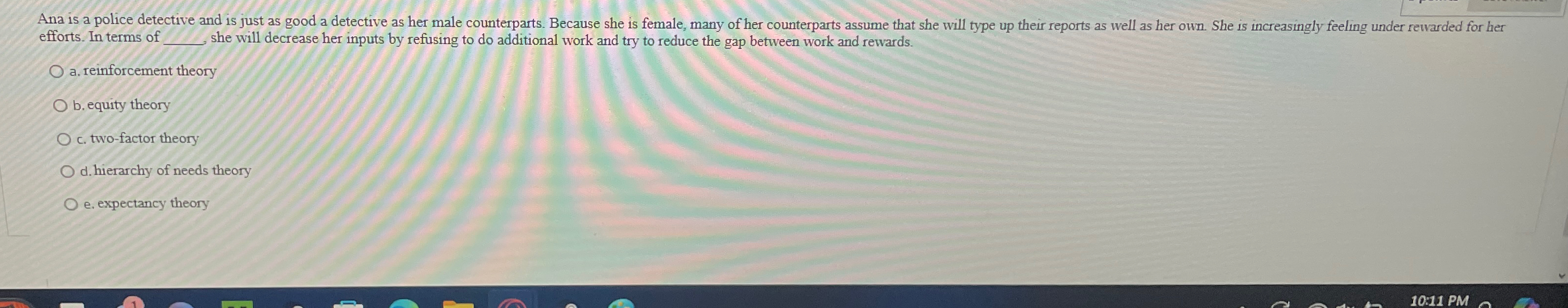  efforts. In terms of she will decrease her inputs by refusing