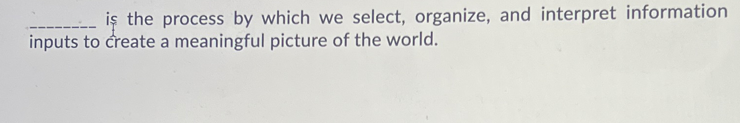  is the process by which we select, organize, and interpret information