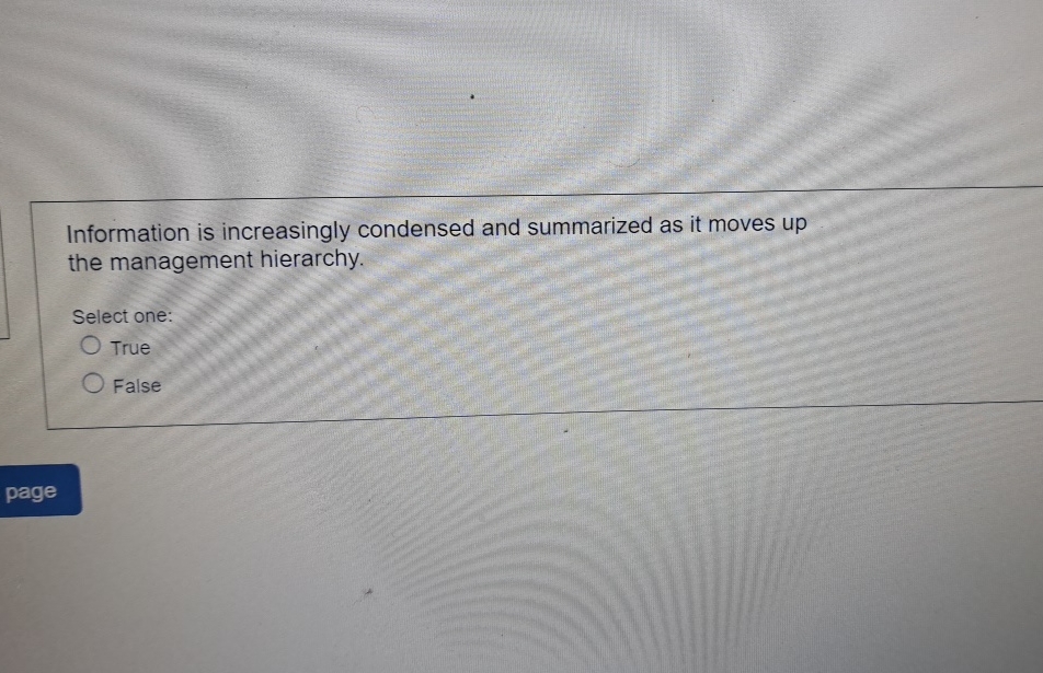  Information is increasingly condensed and summarized as it moves up the