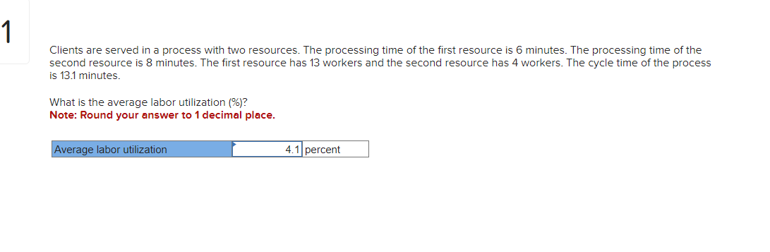 Clients are served in a process with two resources. The processing