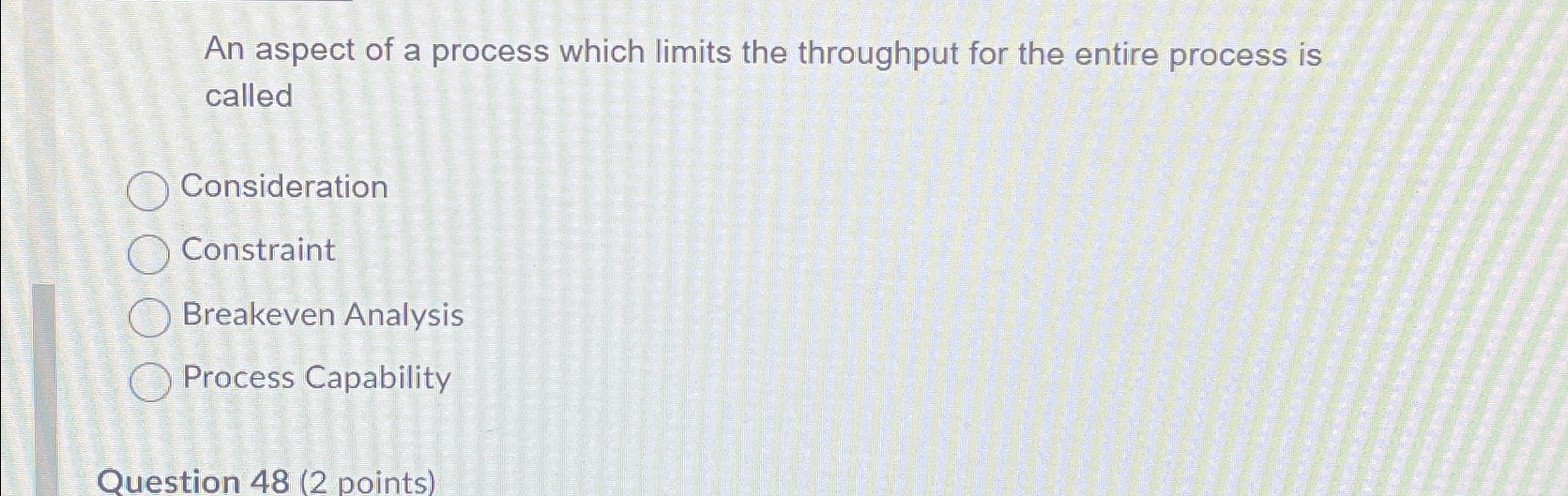  An aspect of a process which limits the throughput for the