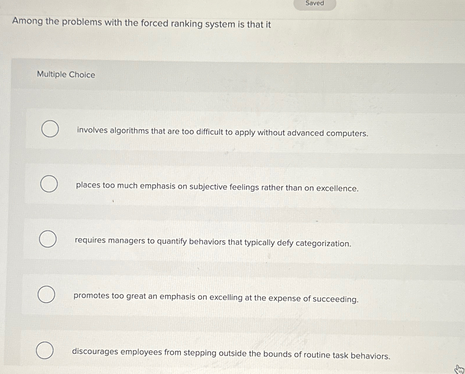  Saved Among the problems with the forced ranking system is that