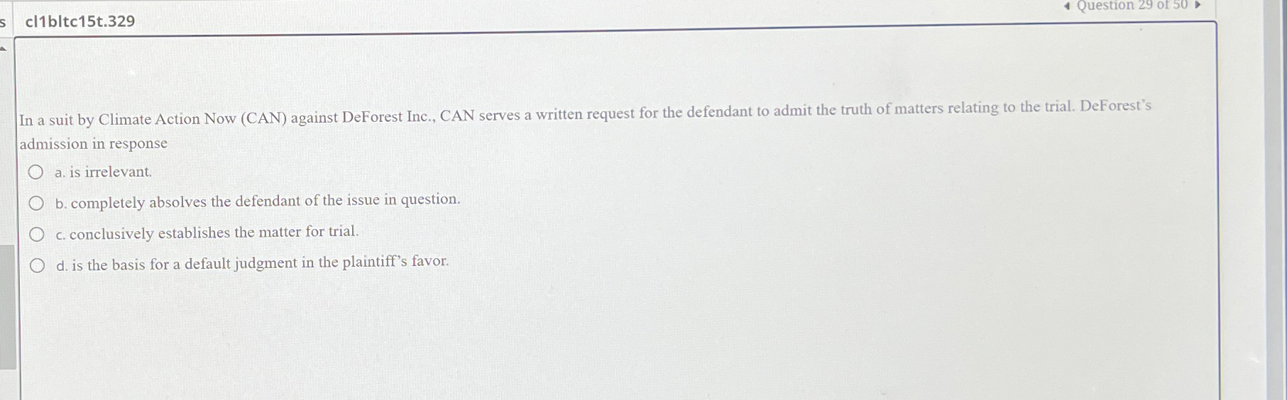  cl1bltc15t.329 In a suit by Climate Action Now (CAN) against DeForest