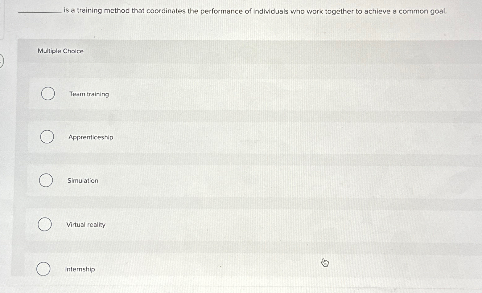  is a training method that coordinates the performance of individuals who