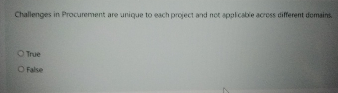  Challenges in Procurement are unique to each project and not applicable
