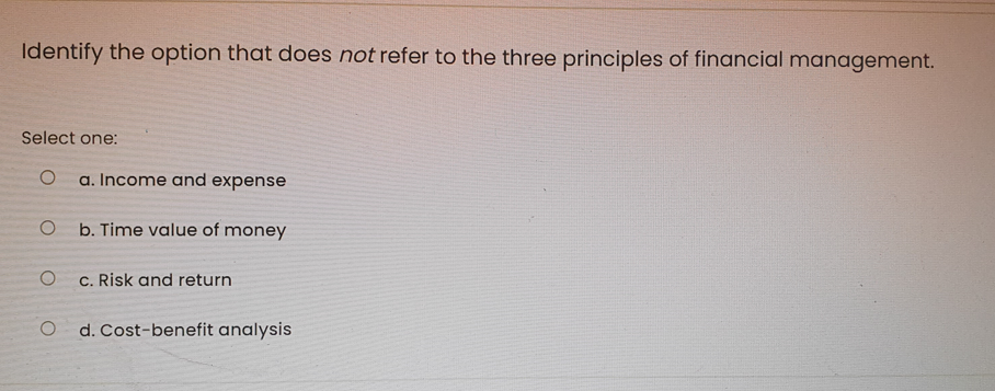 Sales of products and services c. Interest on expenses d. Profit on