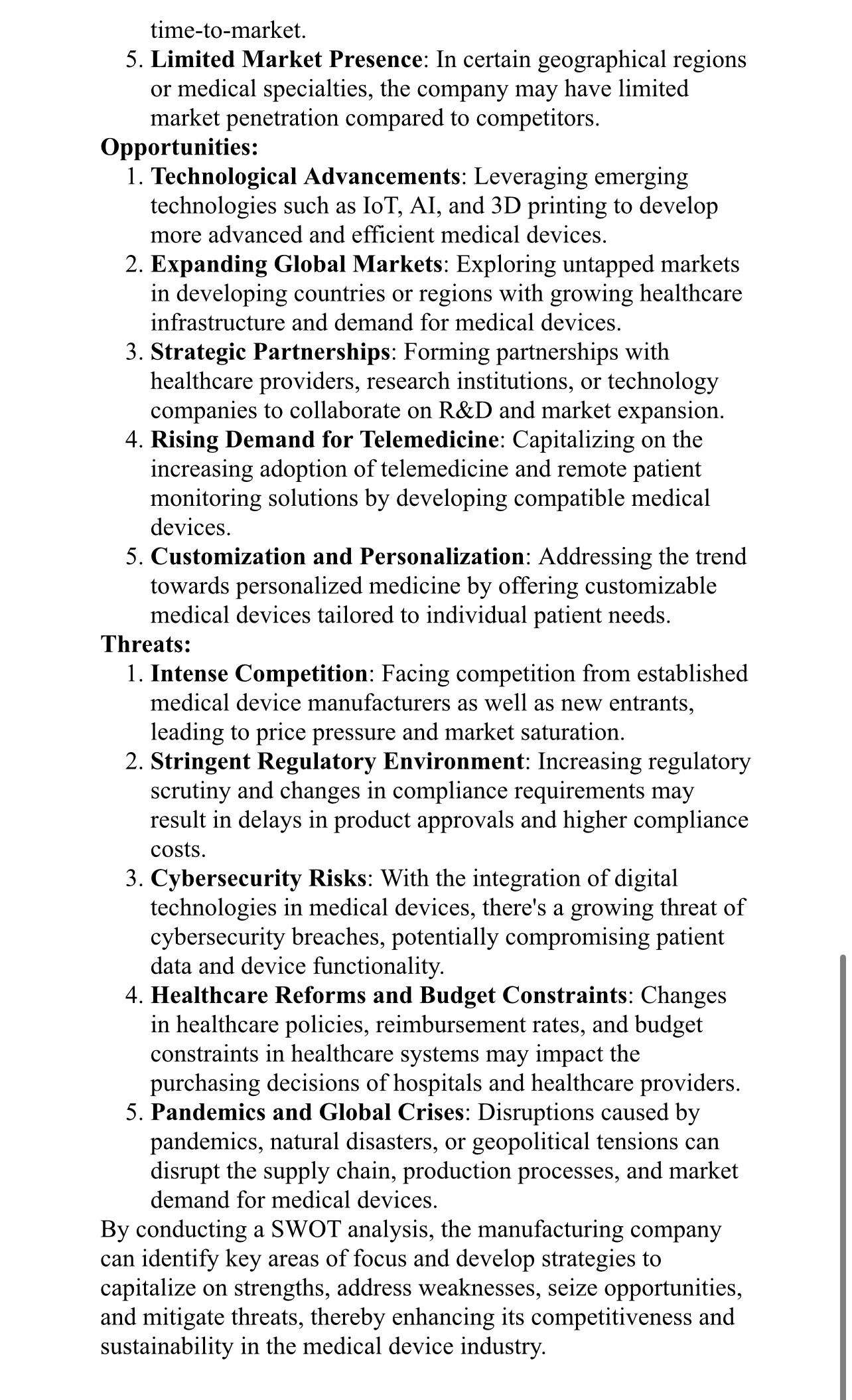  Assignment # 7: conducting SWOT analysis for a small ecommerce startup