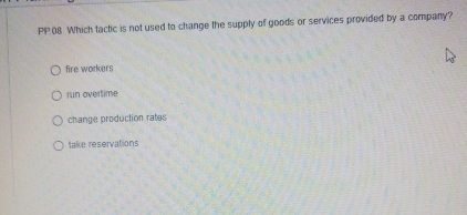  PP.08 Which tactic is not used to change the supply of
