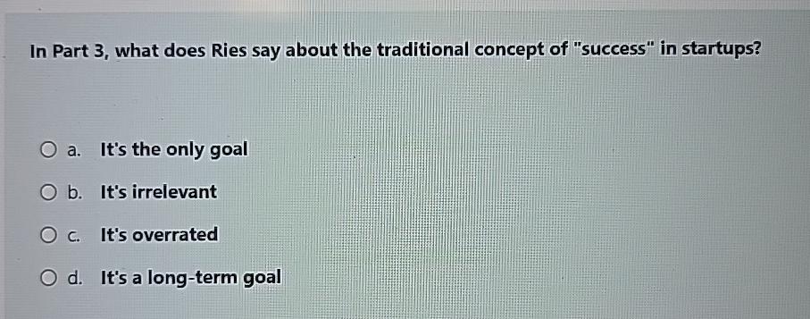  In Part 3, what does Ries say about the traditional concept
