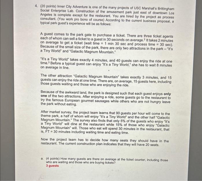  how do i get these answers 4. (20 points) Inner City