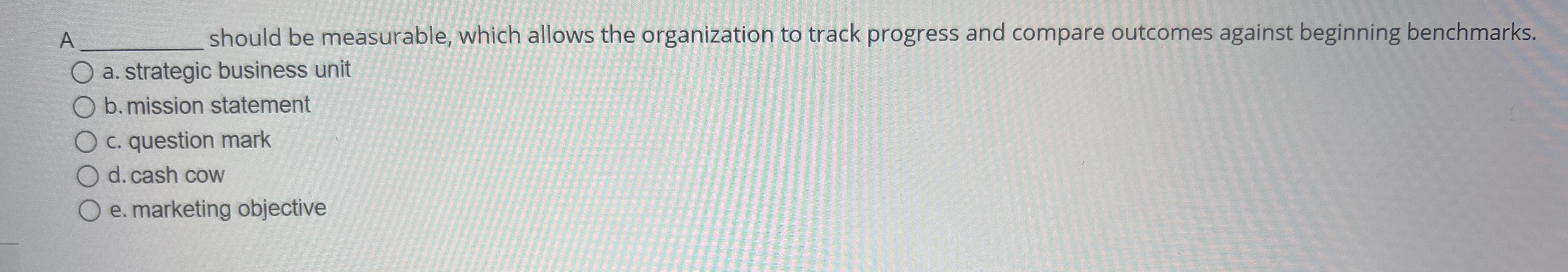  A should be measurable, which allows the organization to track progress