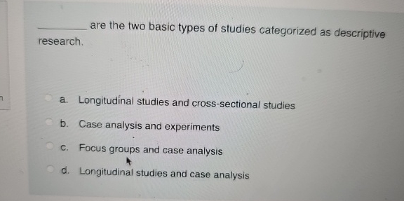  are the two basic types of studies categorized as descriptive research.