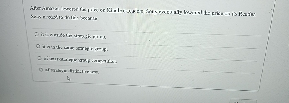  After Amazon lowered the price on Kindle e-readers, Sony eventually lowered