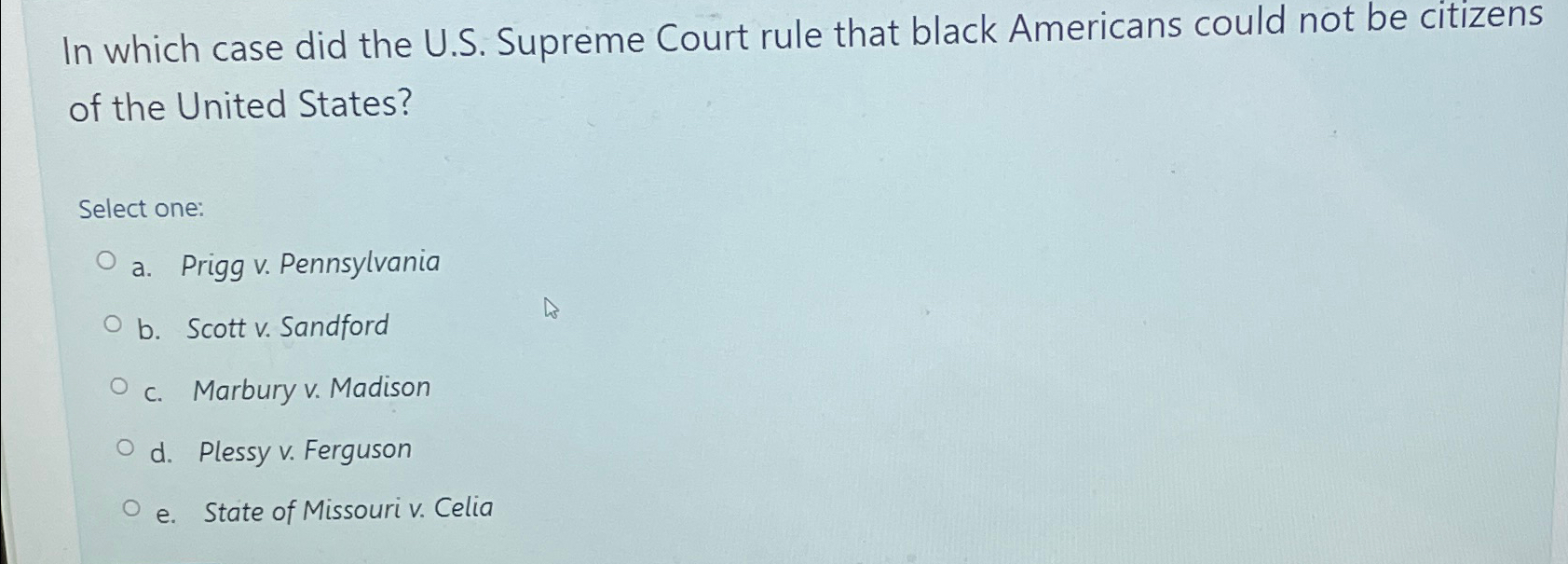  In which case did the U.S. Supreme Court rule that black