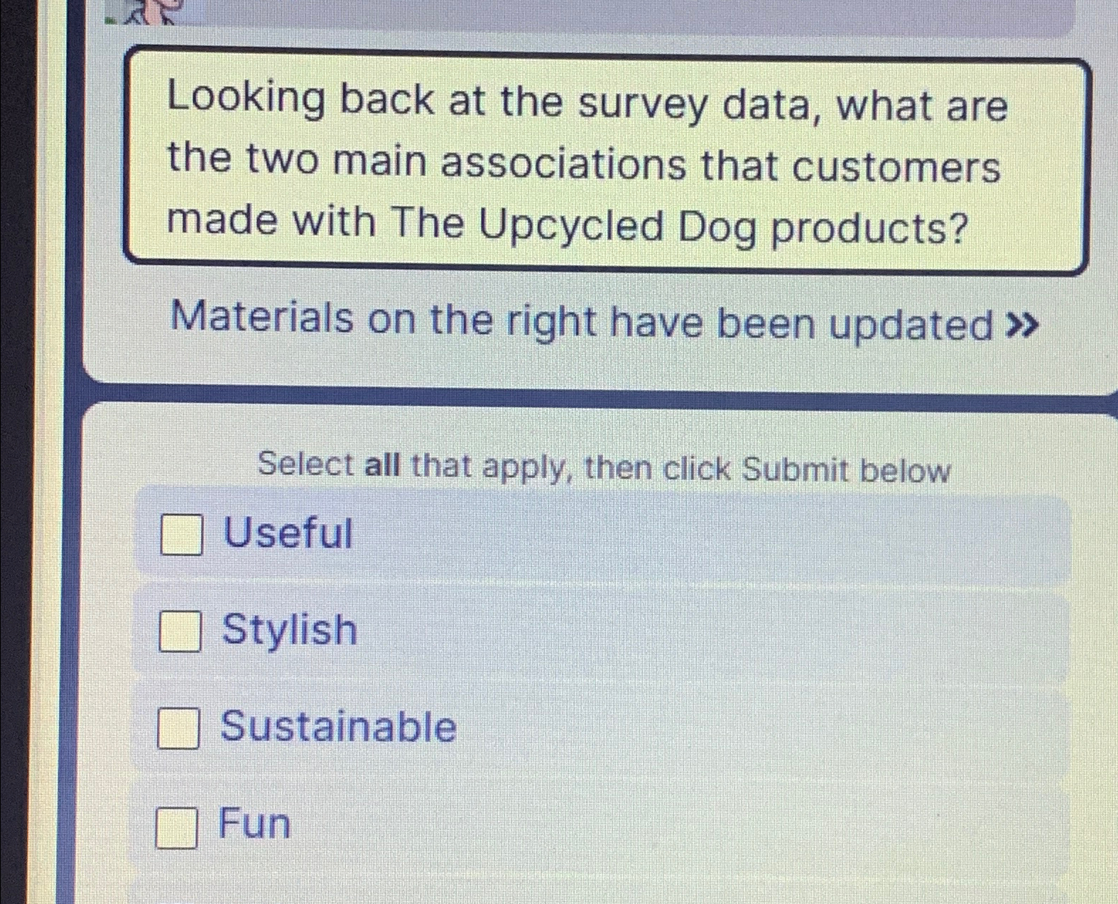  Looking back at the survey data, what are the two main
