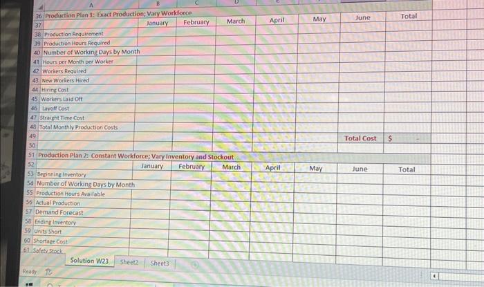total demand/total work hours per 1 employee) Answer: Upload a single Excel