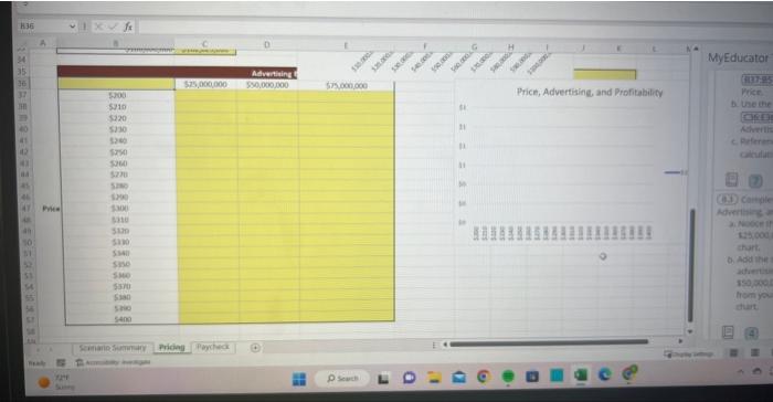 Use the values in range as the values for Price. b. Use
