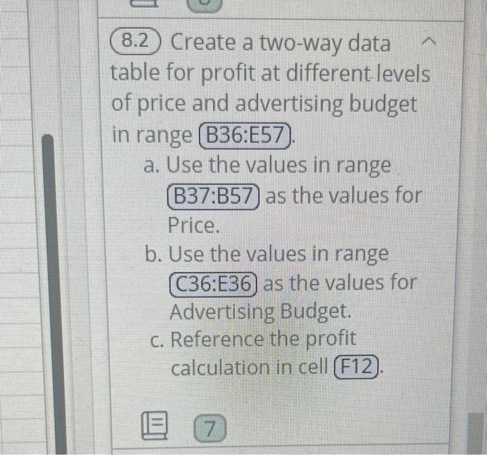 the values in range as the values for Advertising Budget. c. Reference