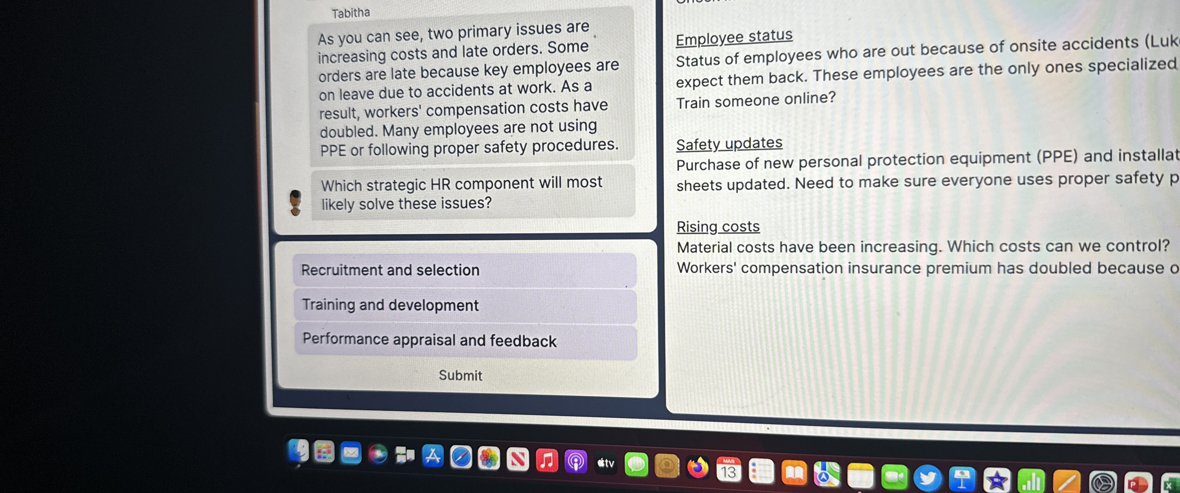  Tabitha As you can see, two primary issues are increasing costs