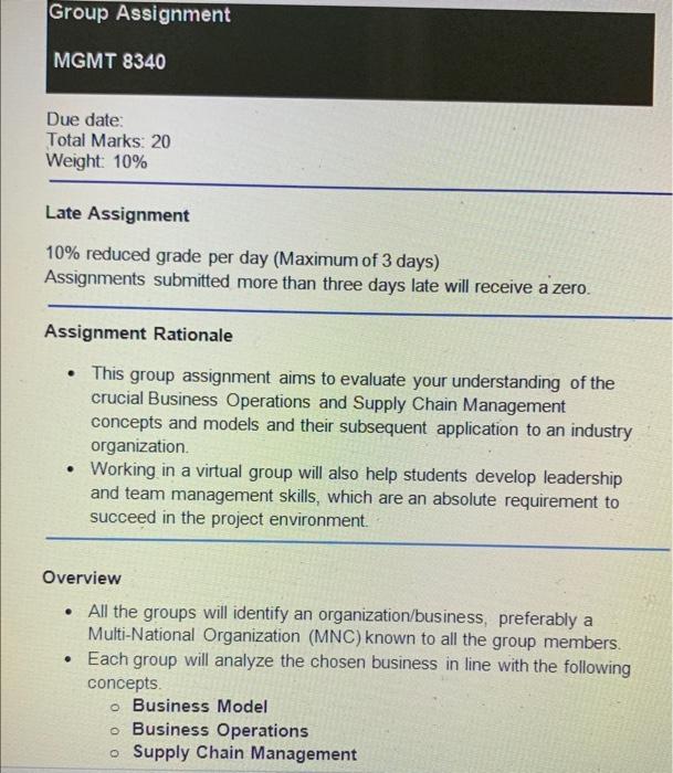  Course - Project Management Subject - Business Operation My topic is