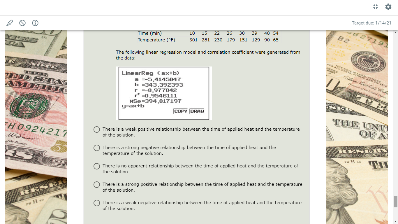 ALL ANSWERSTarget due: 1/11/21 9. 3) Find the standard deviation by completing