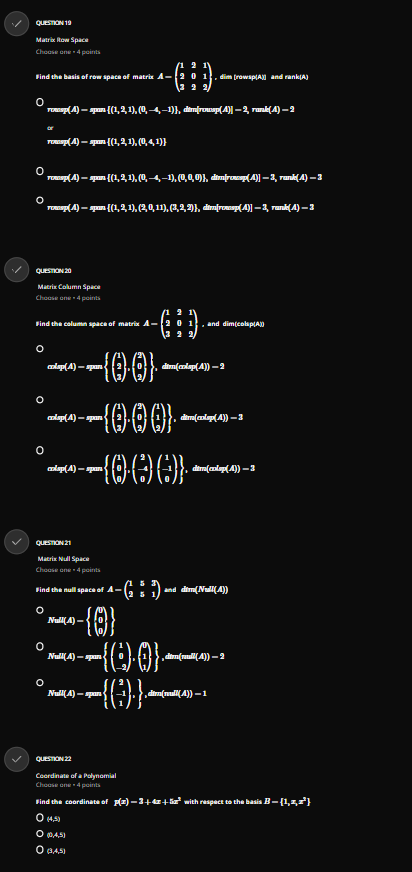 O Track (A)-16 O Trick AF19 QUESTIONS Symmetric Matrix Choose one :