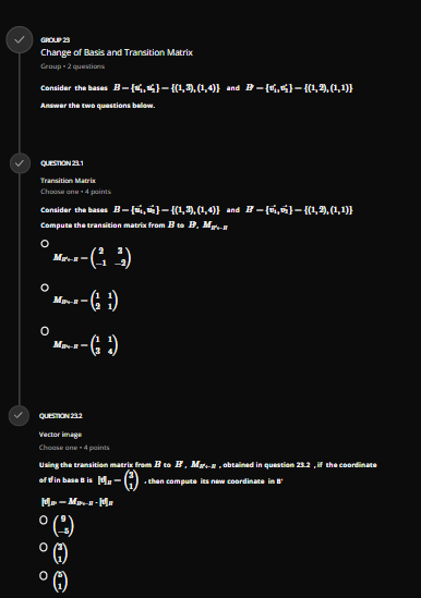 4 points Which one of the following matricia is symmetric O A-(