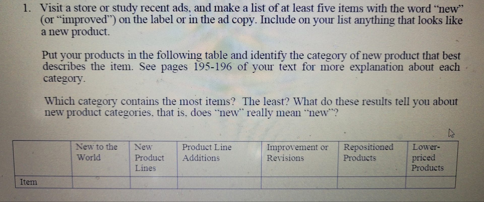  Visit a store or study recent ads, and make a list