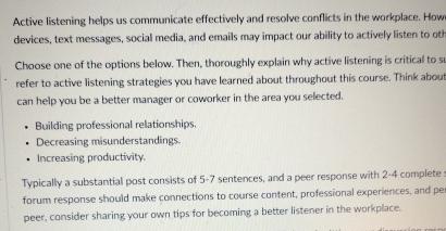  (2) Weck 2 Discussion Active listening helps is commericate effectively and