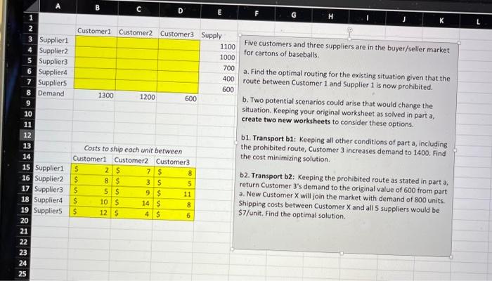  answer all questions through excel with steps please - customers Supply