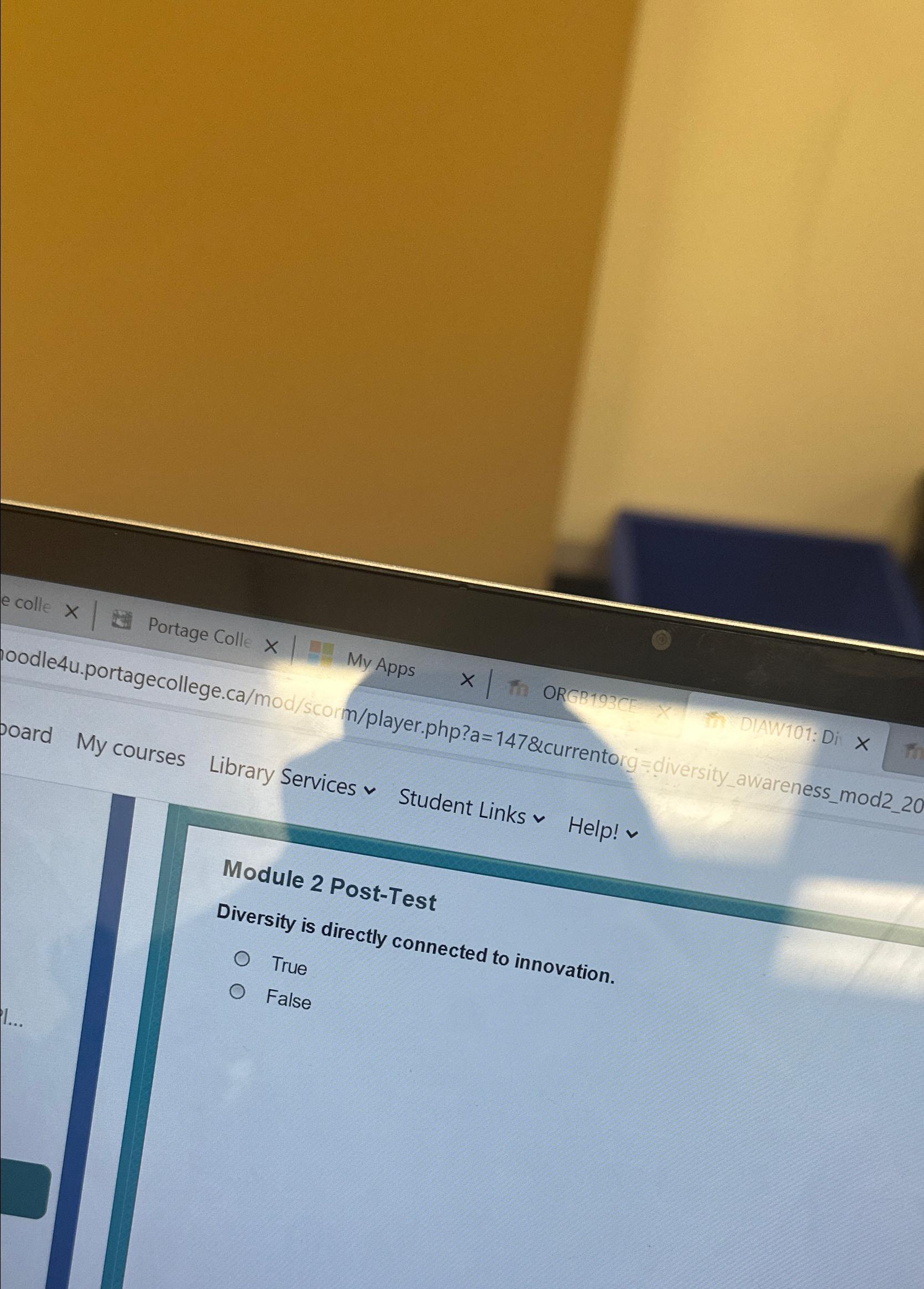  e colle Portage Colle \times ?? My Apps oodle4u.portagecollege.ca/mod/scorm/player.php?a =147tor Doard