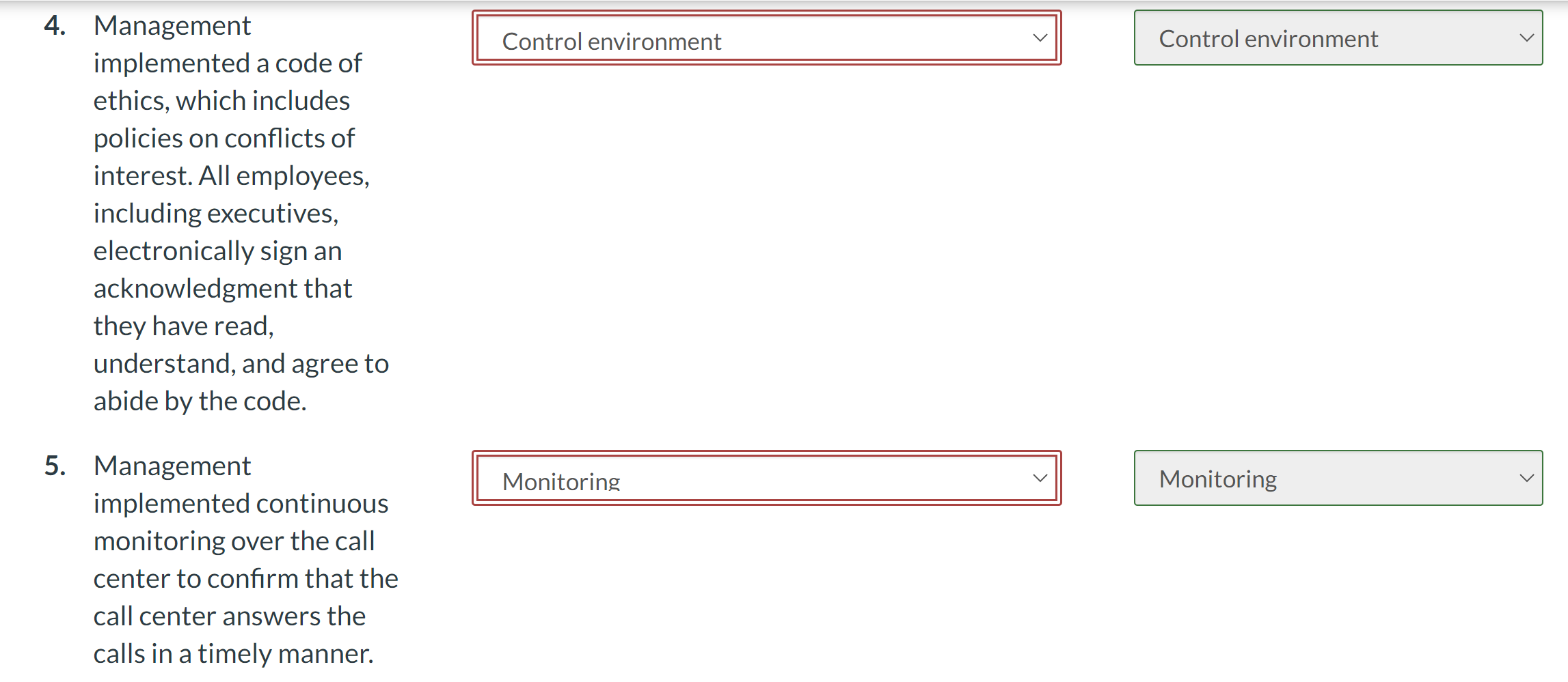 Component from Column 1. Column 2: Controls Implemented For Firm ABC 1.